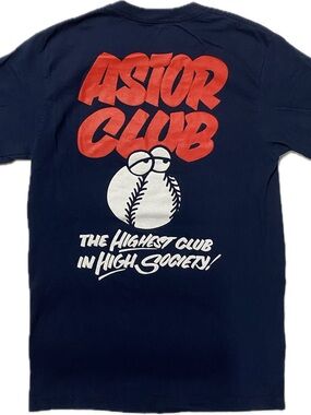 Neighborhood Navy Tee with Red ASTOR CLUB Graphic